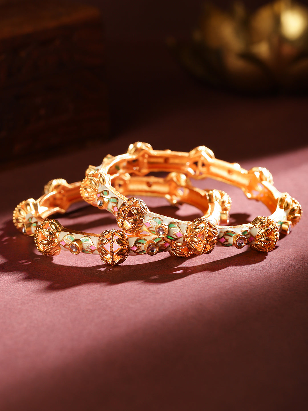 Pastel Finery Multicolour Kundan Bangles 45749