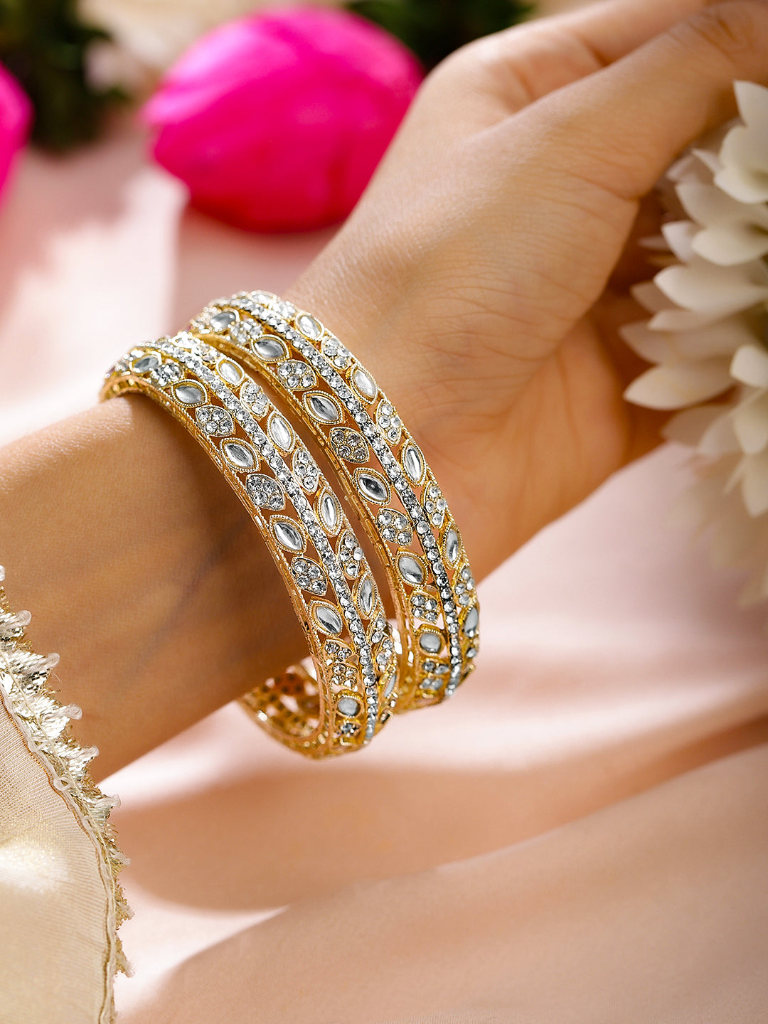 Gleaming Loops Kundan Bangles 2.4 - Small