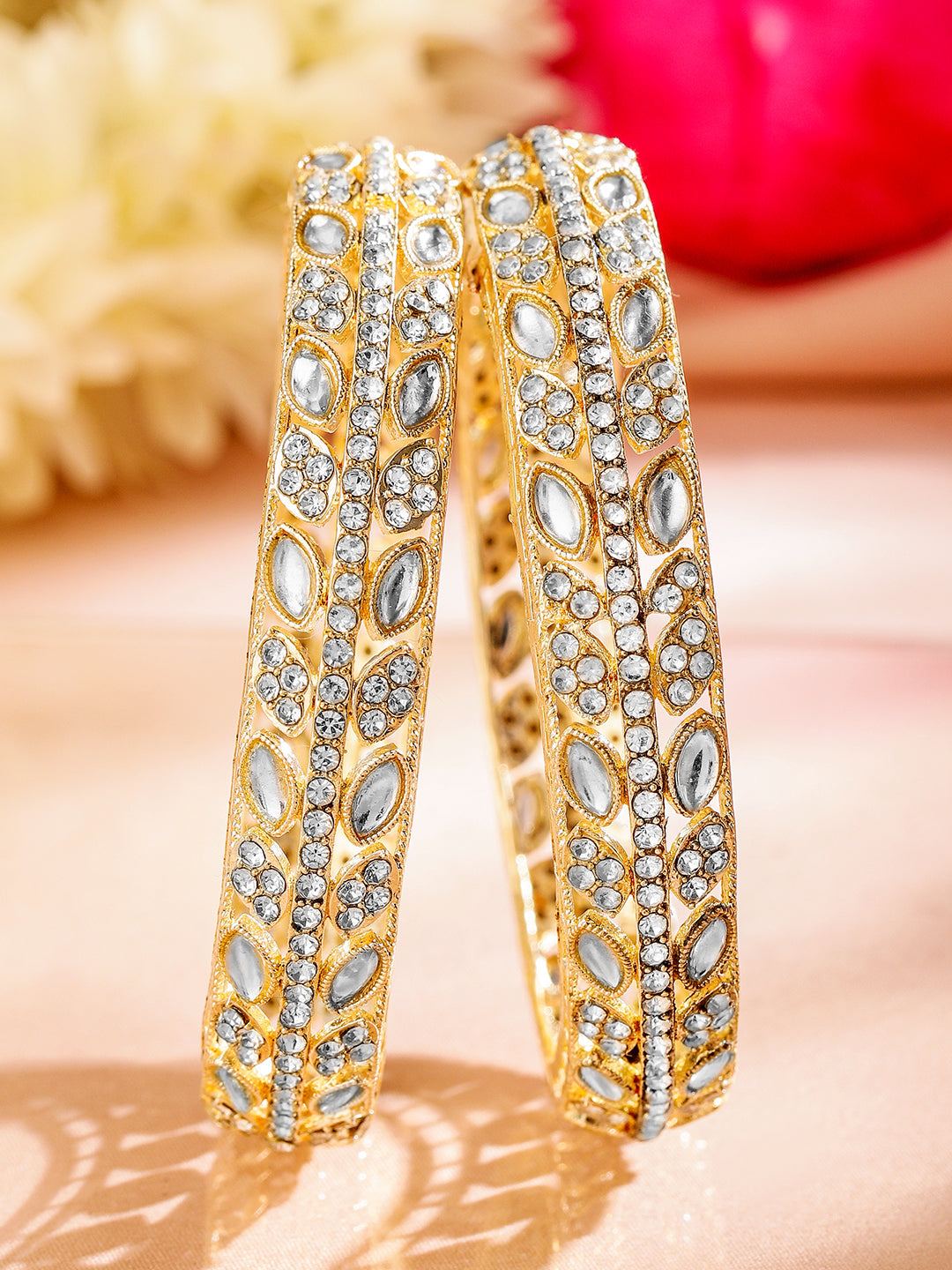 Gleaming Loops Kundan Bangles 2.4 - Small