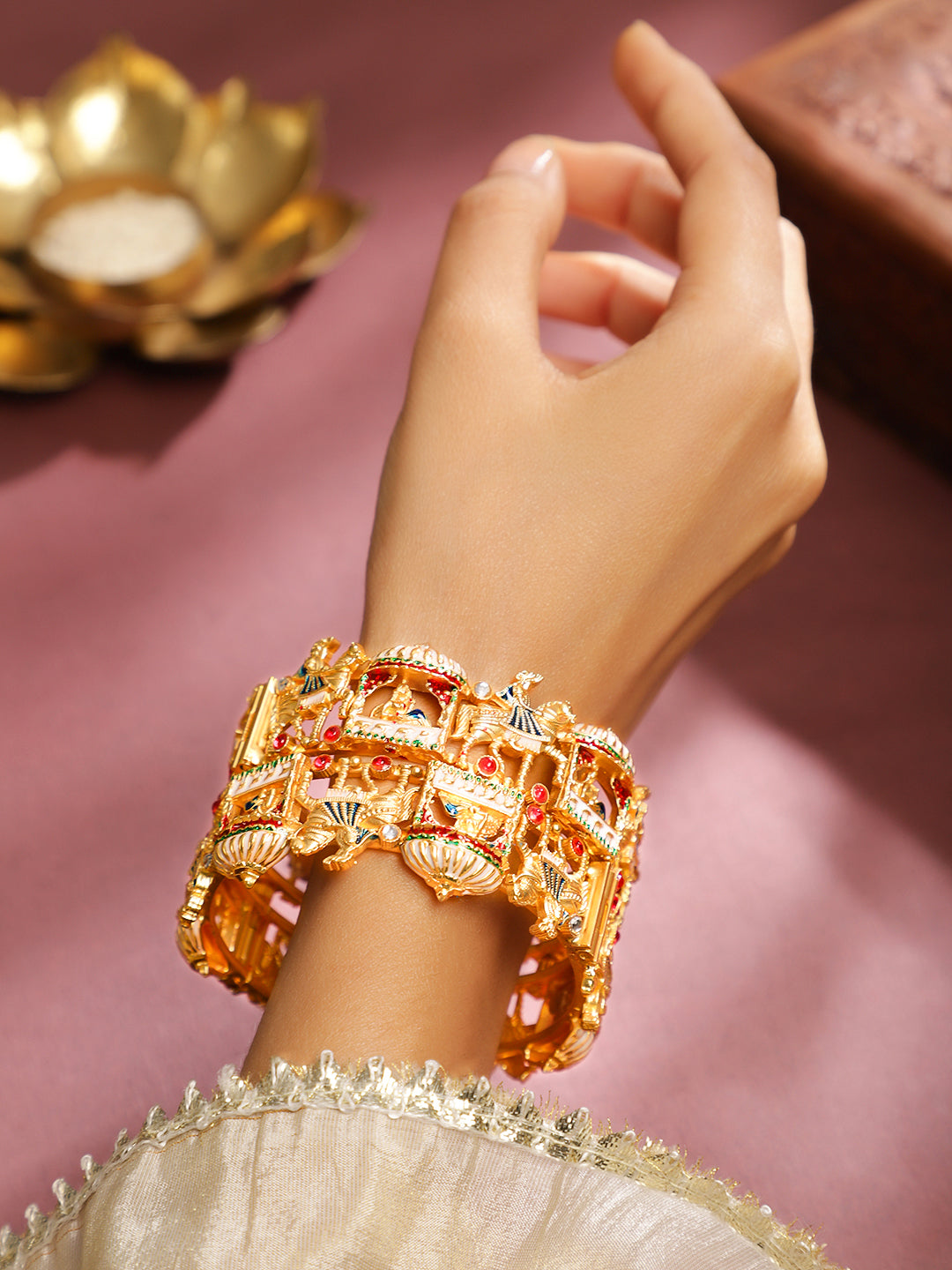 Temple-Inspired Colourful Bangles 45749
