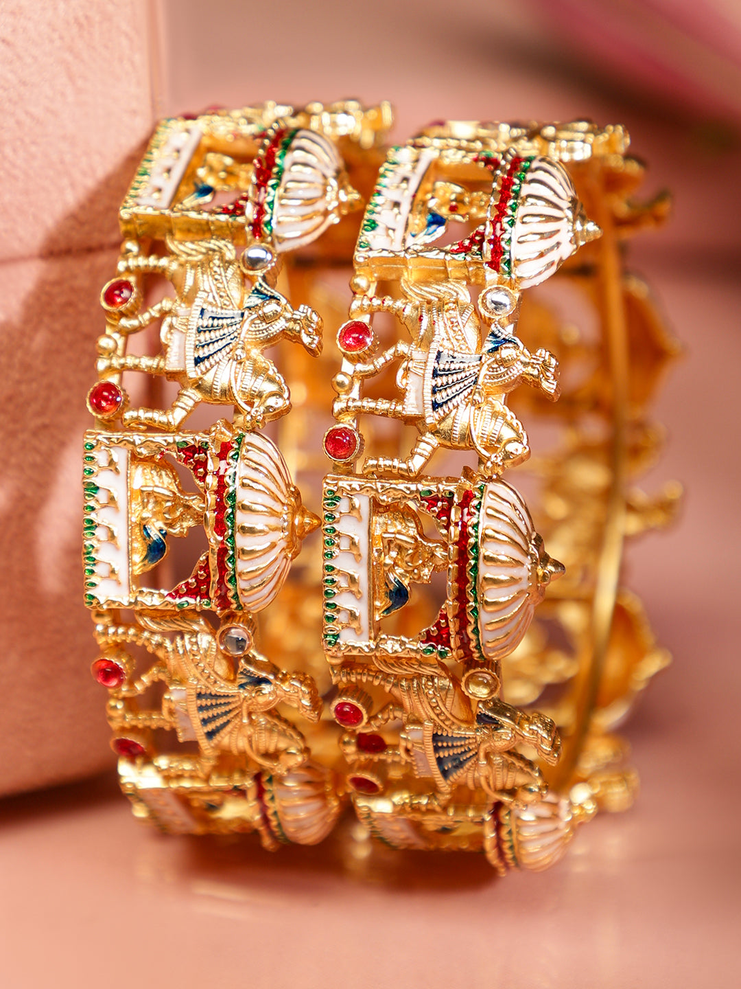 Temple-Inspired Colourful Bangles 45749