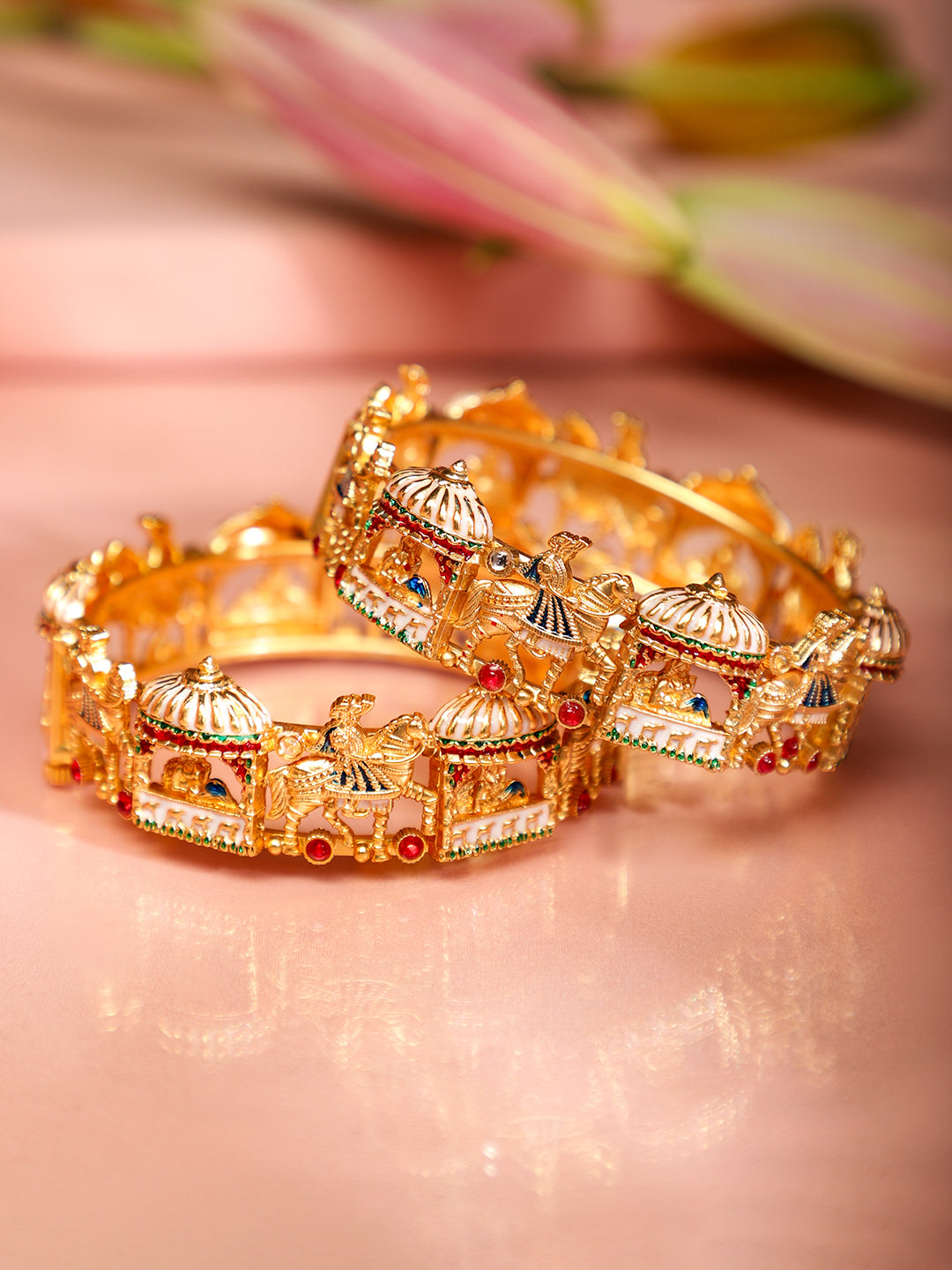 Temple-Inspired Colourful Bangles 45810
