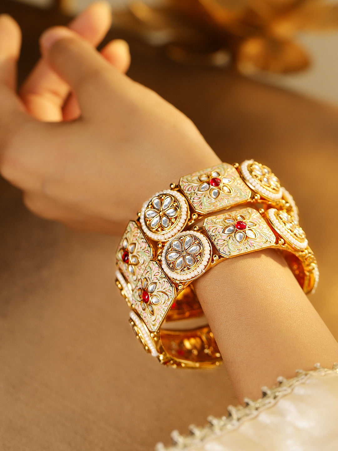 Festive Glam Red & Kundan Bangles 2.4 - Small