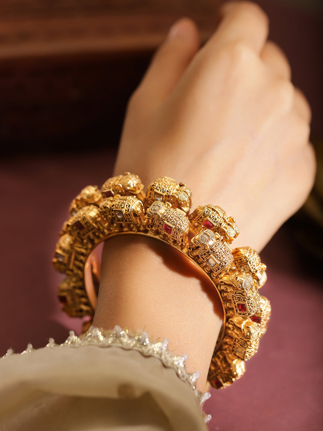 Regal Roots Elephant Motif Bangles 2.4 - Small