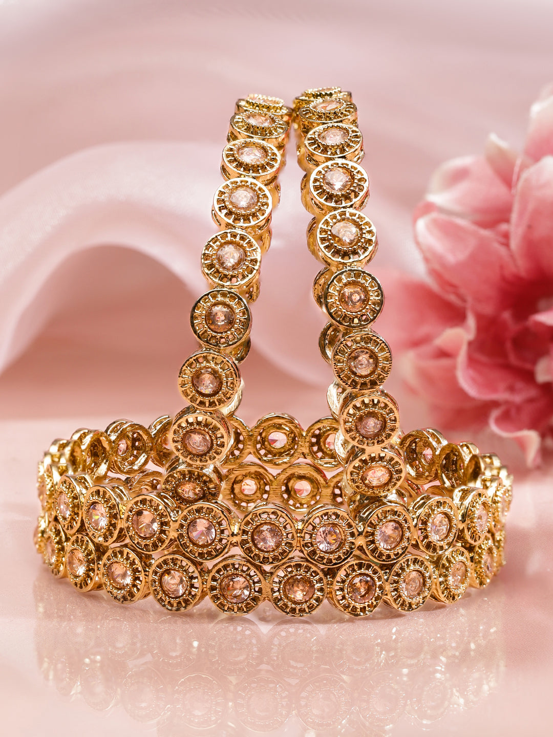 Stardust Champagne Kundan Bangles 2.4 - Small