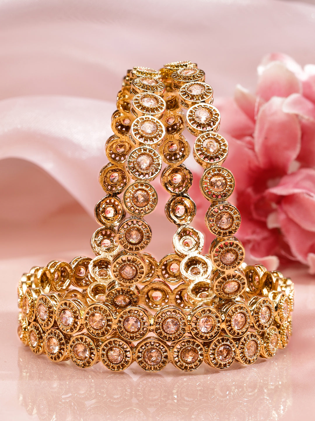 Stardust Champagne Kundan Bangles 2.8 - Large