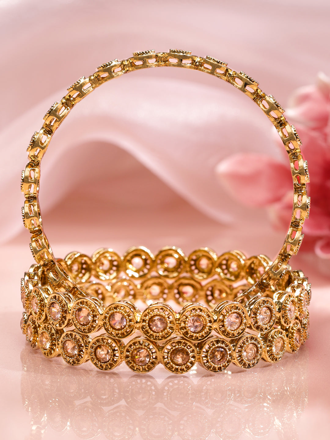 Stardust Champagne Kundan Bangles 2.6 - Medium