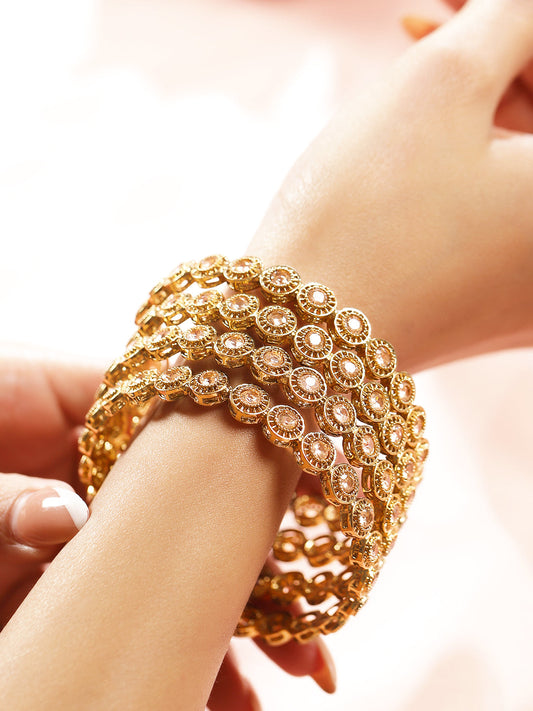Stardust Champagne Kundan Bangles 2.8 - Large