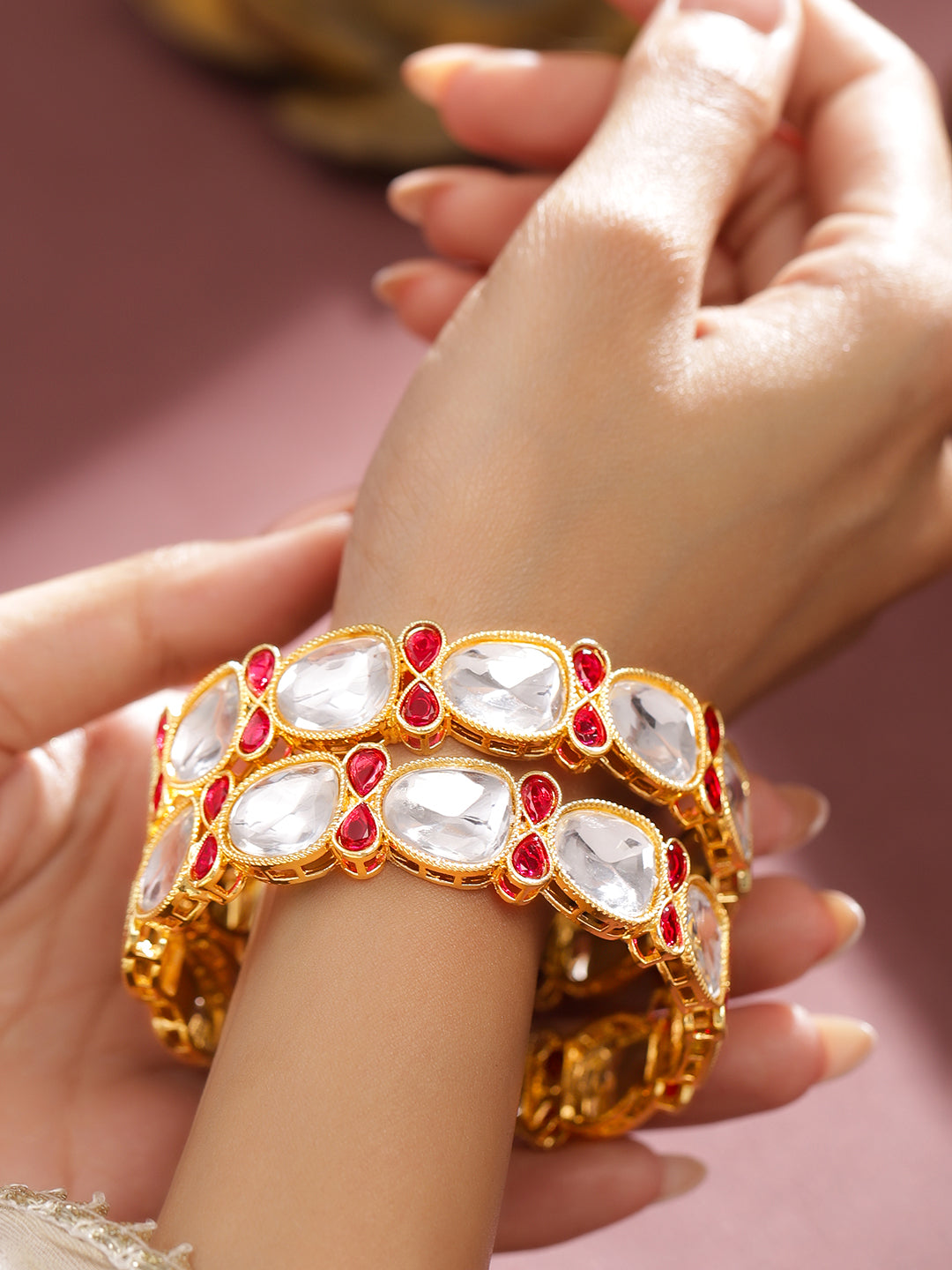 Festive Spark Kundan Bangles 2.4 - Small