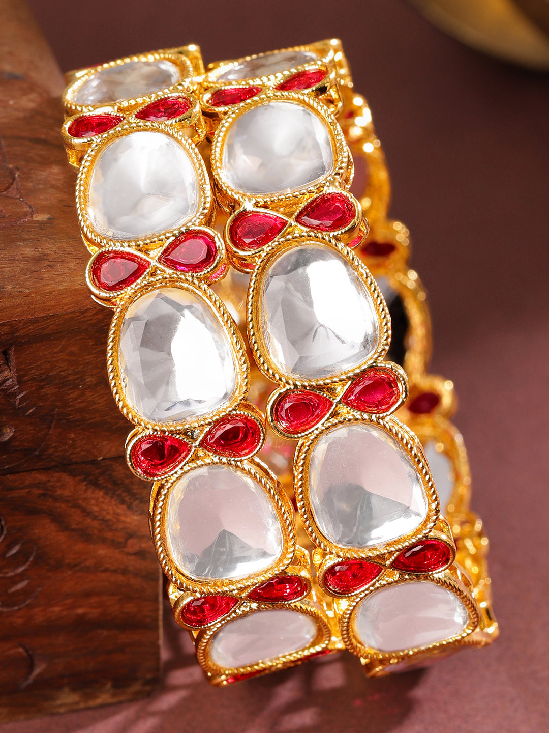 Festive Spark Kundan Bangles 2.4 - Small