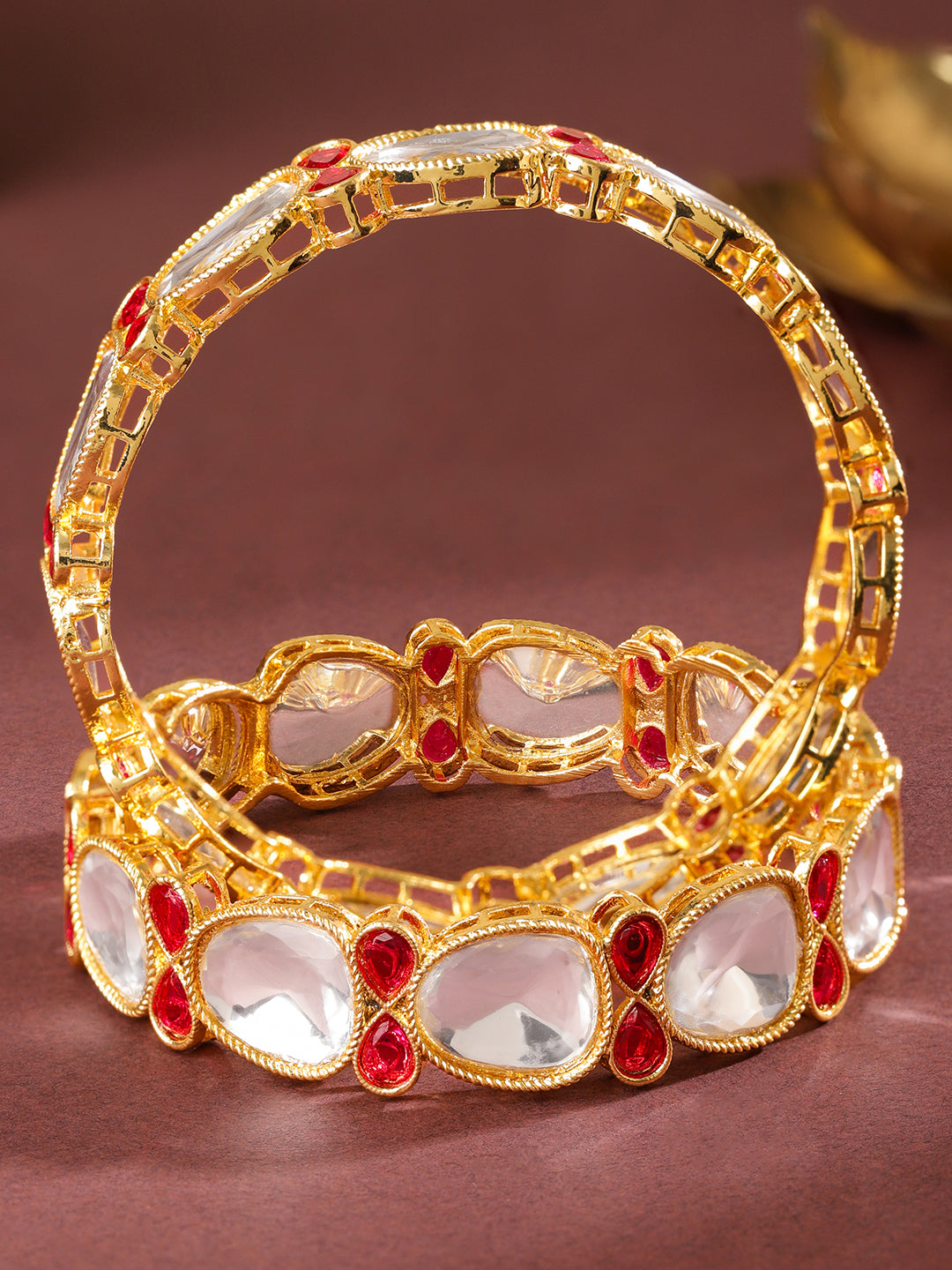 Festive Spark Kundan Bangles 2.4 - Small