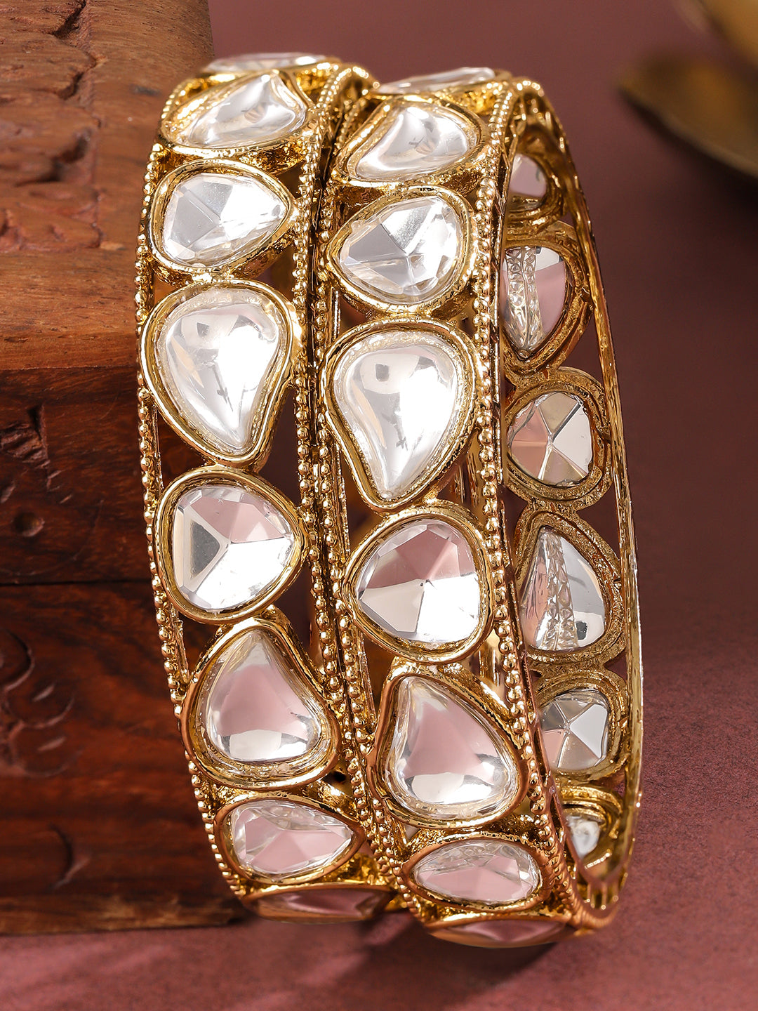 Handcrafted Kundan Polki Bangles 2.4 - Small