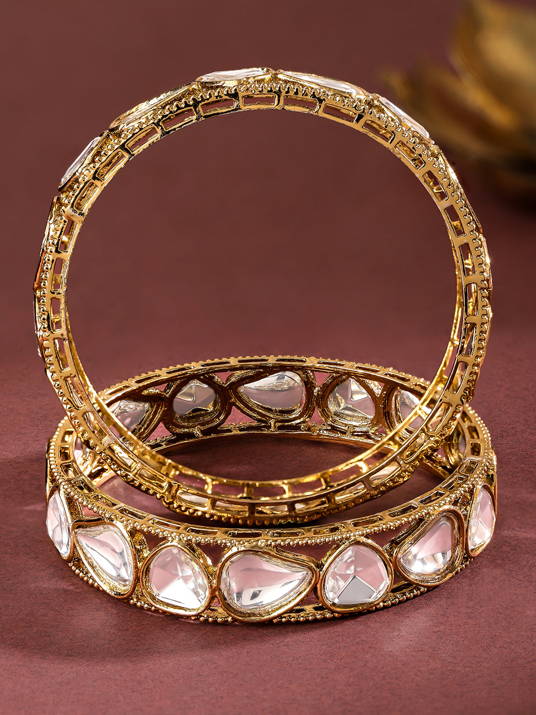 Handcrafted Kundan Polki Bangles 2.6 - Medium