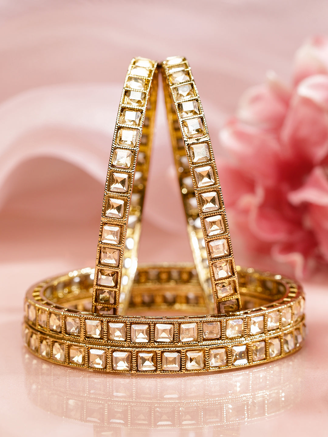 Kundan Glow Minimal Bangles 2.4 - Small