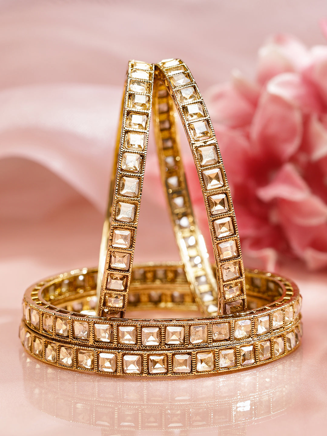Kundan Glow Minimal Bangles 2.4 - Small