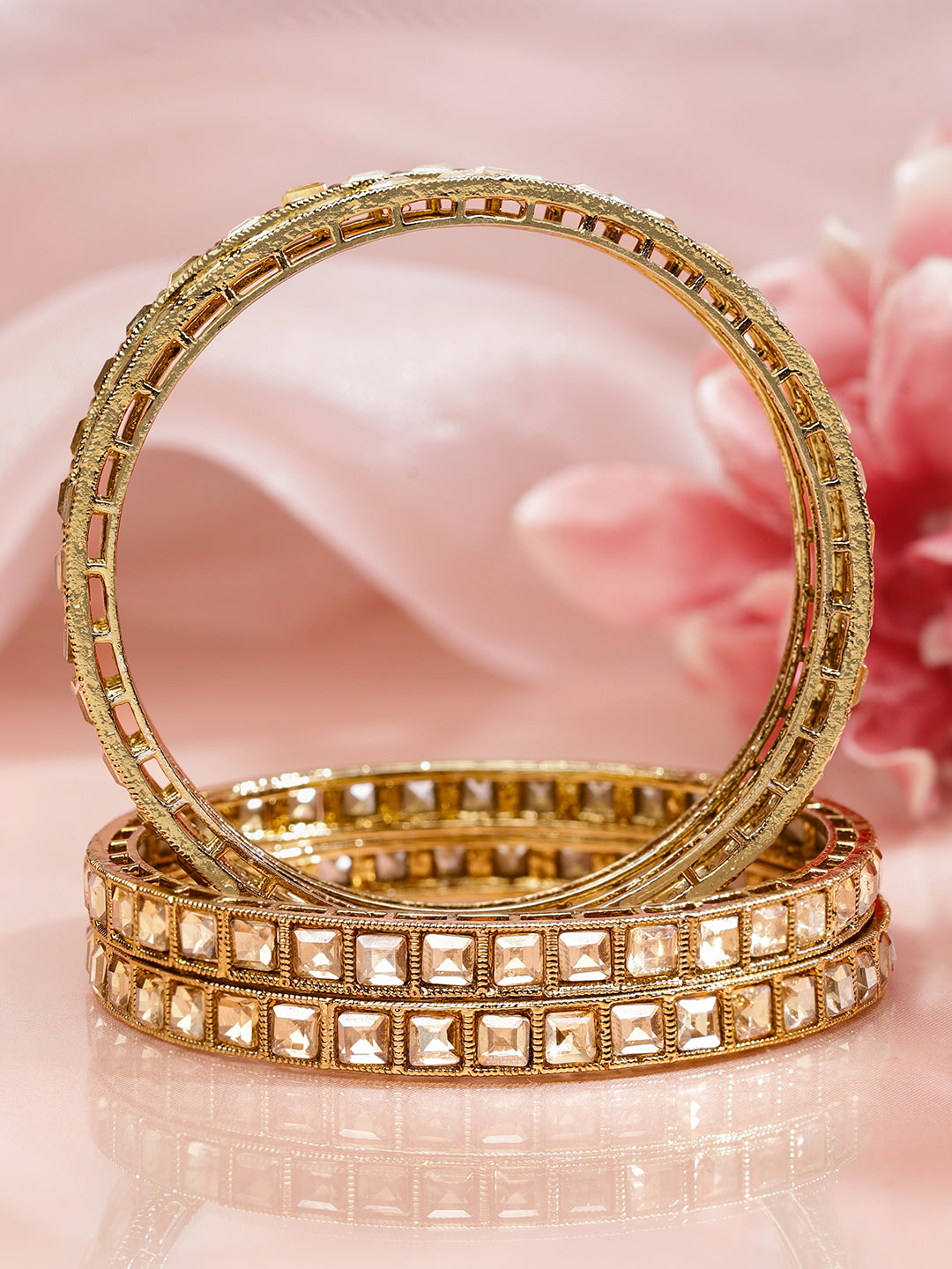 Kundan Glow Minimal Bangles 2.8 - Large