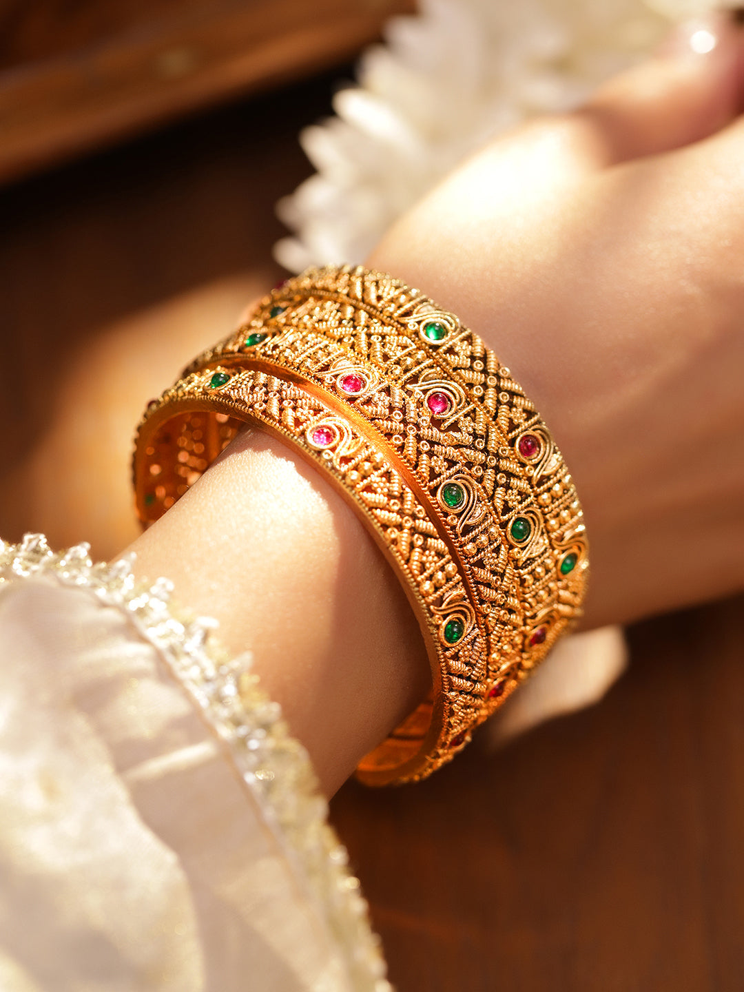 Gold Toned Bangles Set Of 4 2.4 - Small