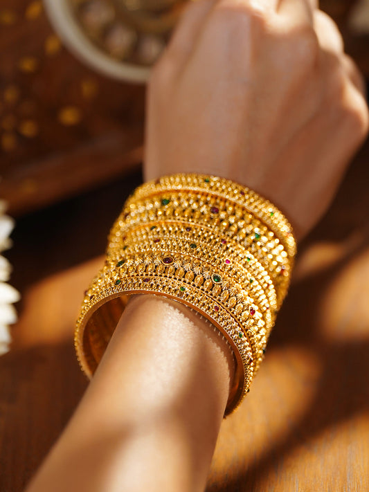 Celebration-Ready Heritage Gold Bangles Size - 2.8