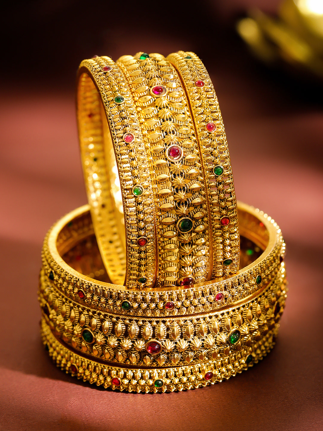 Celebration-Ready Heritage Gold Bangles Size - 2.8