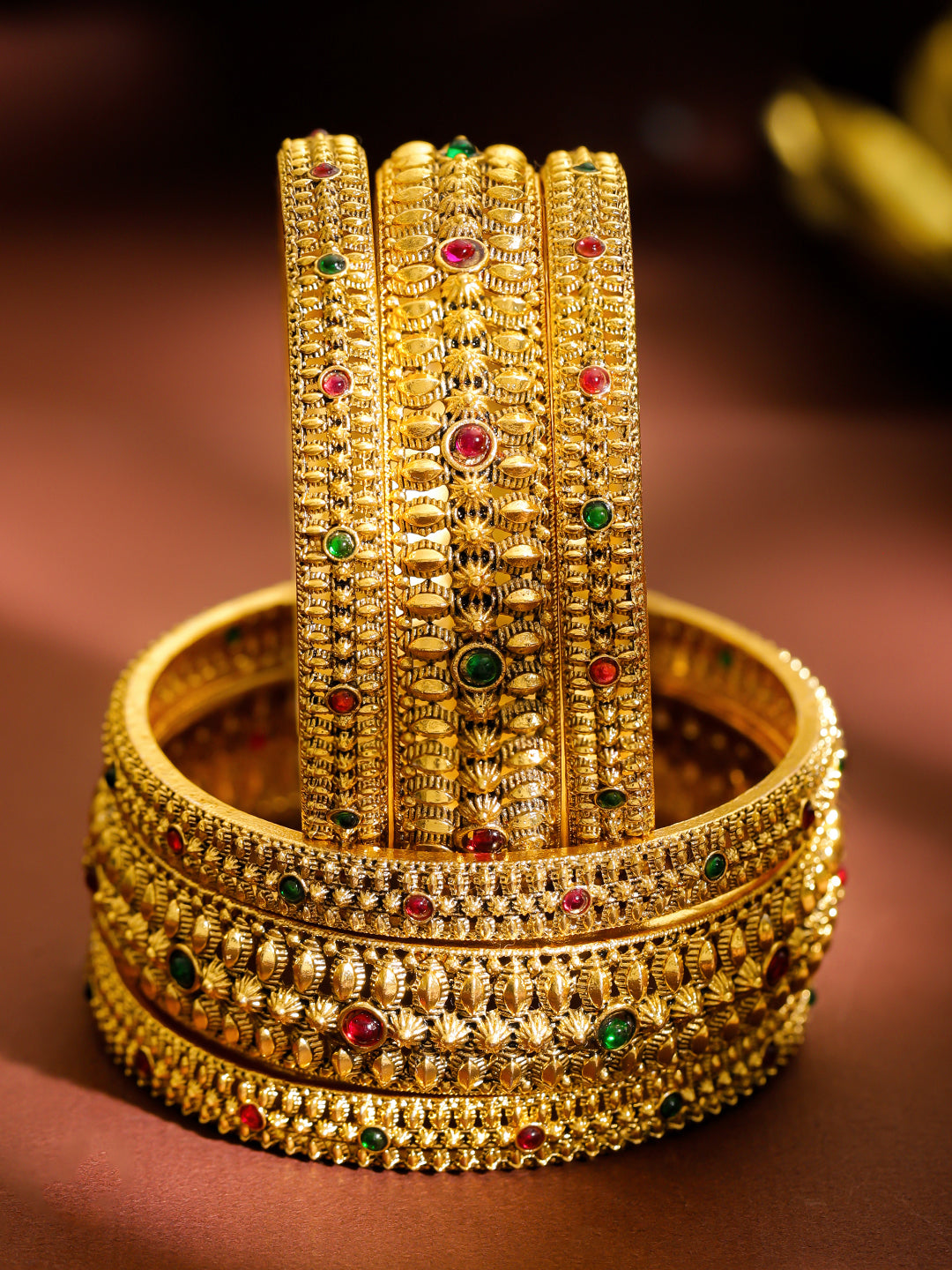 Celebration-Ready Heritage Gold Bangles Size - 2.8
