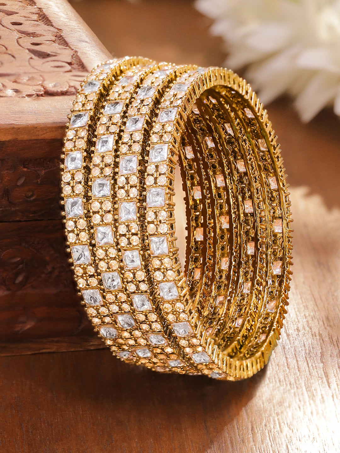 American Diamond Zirconia Bangles Set Of 4 2.4 - Small