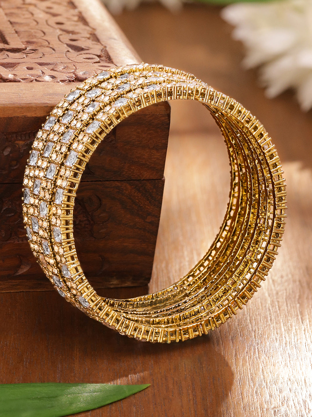 American Diamond Zirconia Bangles Set Of 4 2.6 - Medium