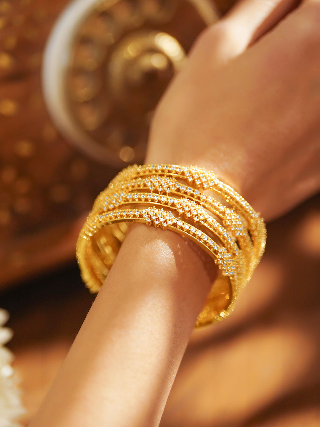 American Diamond Zirconia Bangles Set of 4 2.6 - Medium