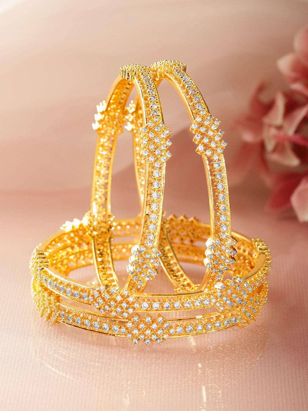 American Diamond Zirconia Bangles Set of 4 2.6 - Medium