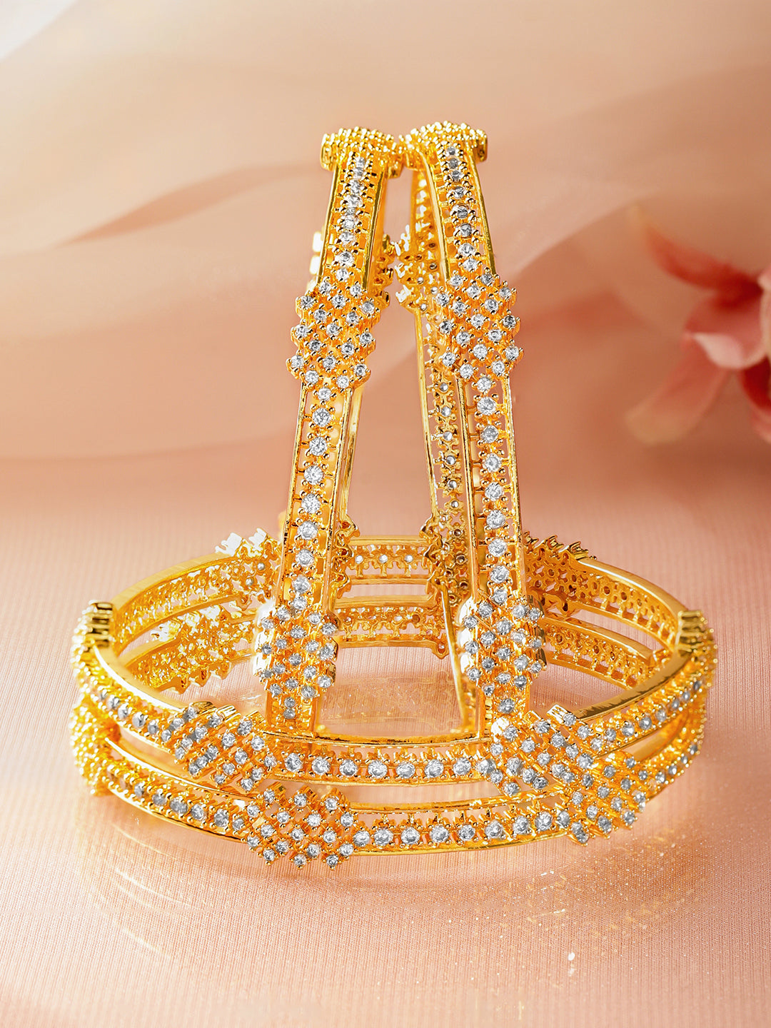 American Diamond Zirconia Bangles Set of 4 2.4 - Small