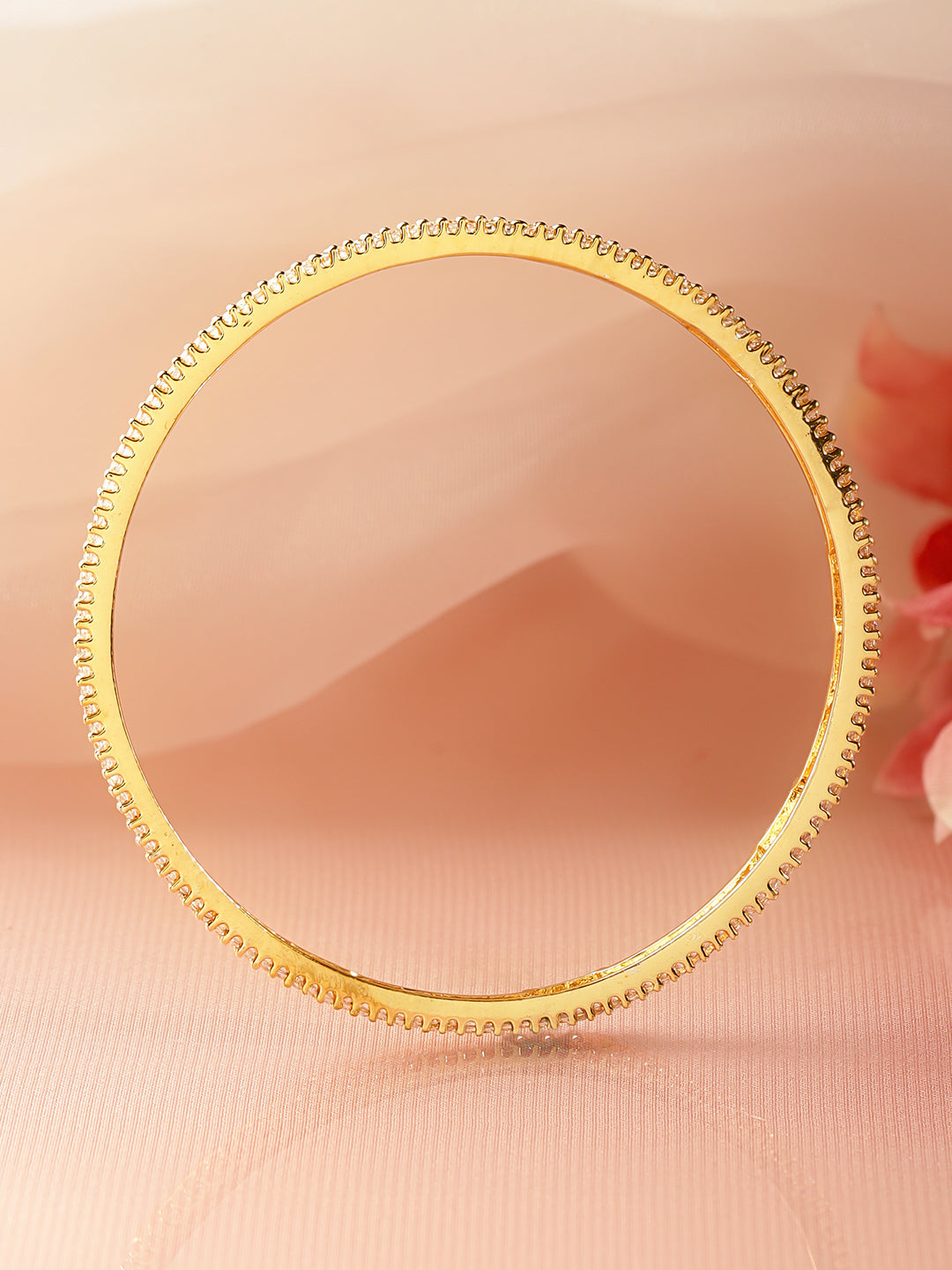 American Diamond Zirconia Studded Gold Bangles Set Of 4 2.4 - Small