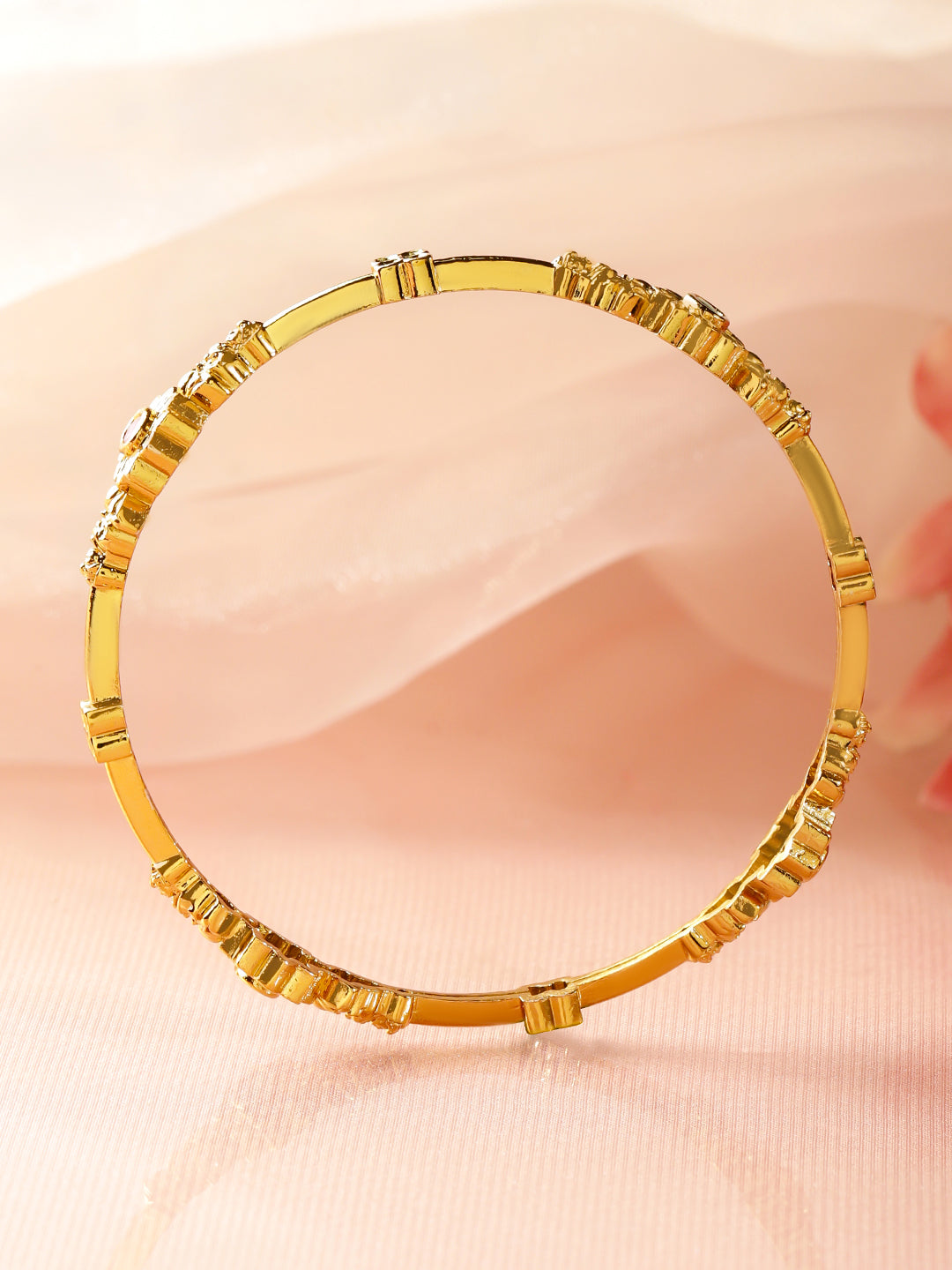 Multicolor Glam Golden Bangles Set of 4 2.6 - Medium