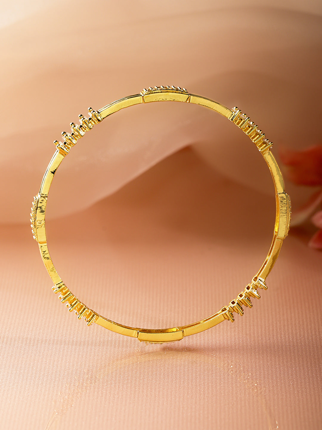 American Diamond Zirconia Cubic Gold Bangles Set Of 4 2.6 - Medium