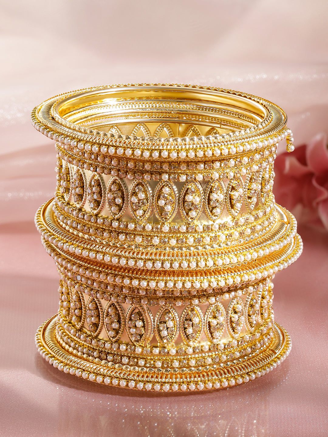 Timeless Pearl Work Bridal Gold Bangles 2.4 - Small