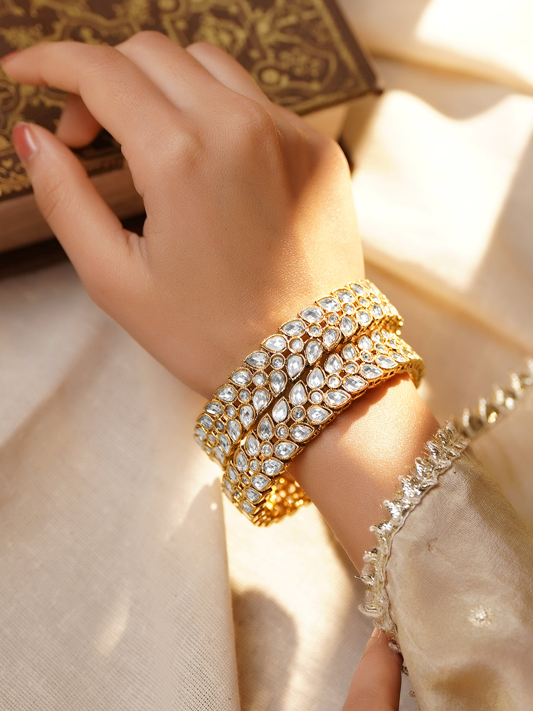 Festive Glow Pear-Cut Zirconia Bangles 2.4 - Small