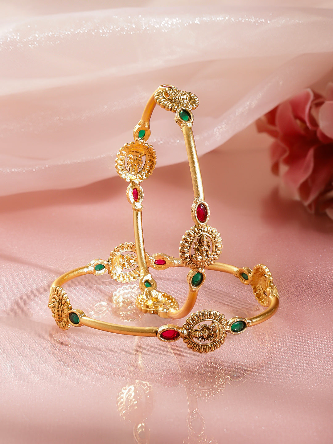 Temple Glow Ruby Emerald Bangles 2.4 - Small