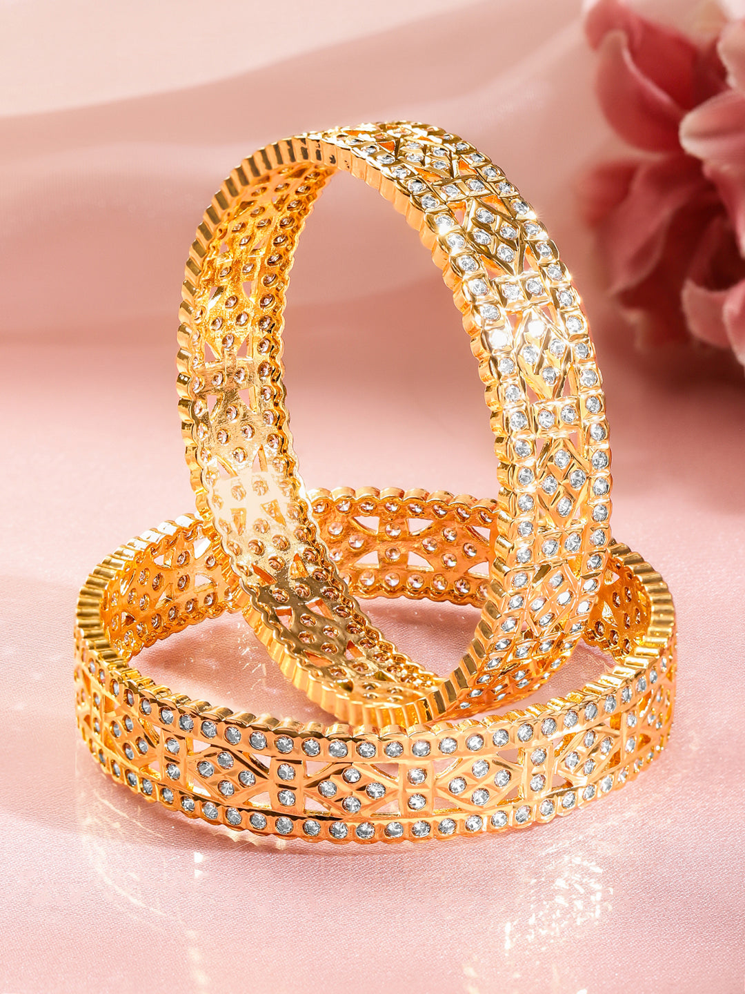 Wedding Shine Gold CZ Bangles 2.4 - Small