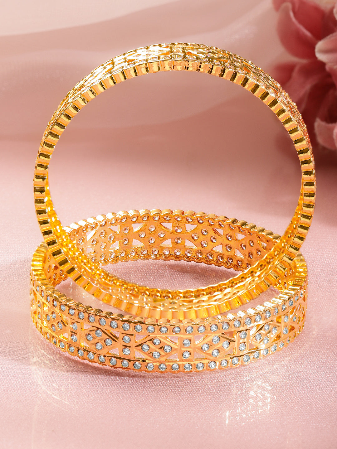 Wedding Shine Gold CZ Bangles 2.4 - Small