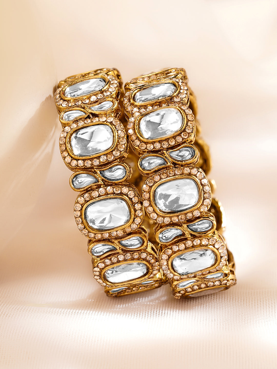 Royal Kundan Glow Gold Bangles 2.4 - Small