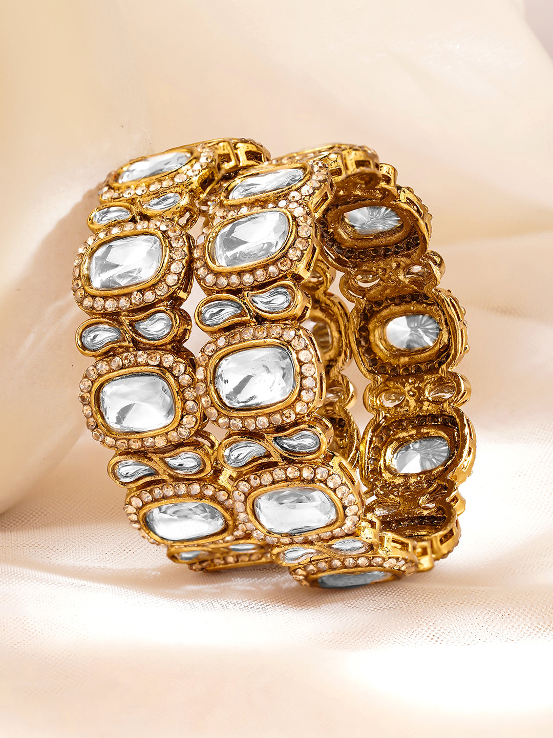 Royal Kundan Glow Gold Bangles 2.4 - Small