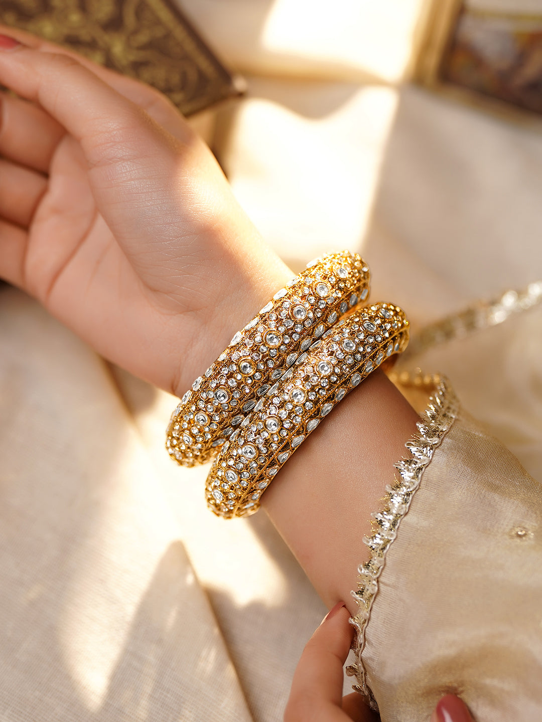 Wedding Glow Traditional Kundan Bangles 2.4 - Small