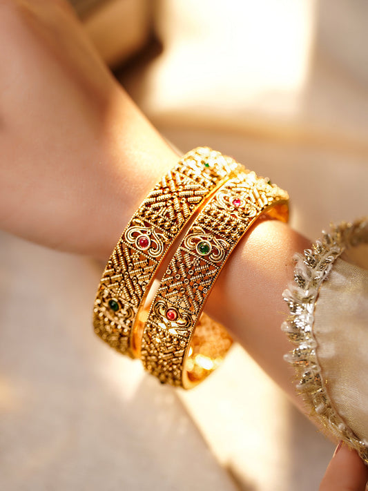 【Rubans】 Festive Glow Classic Gold Bangles (Set of 2)｜フェスティブグロウ クラシック ゴールド バングル 2本セット｜2.8 - Large