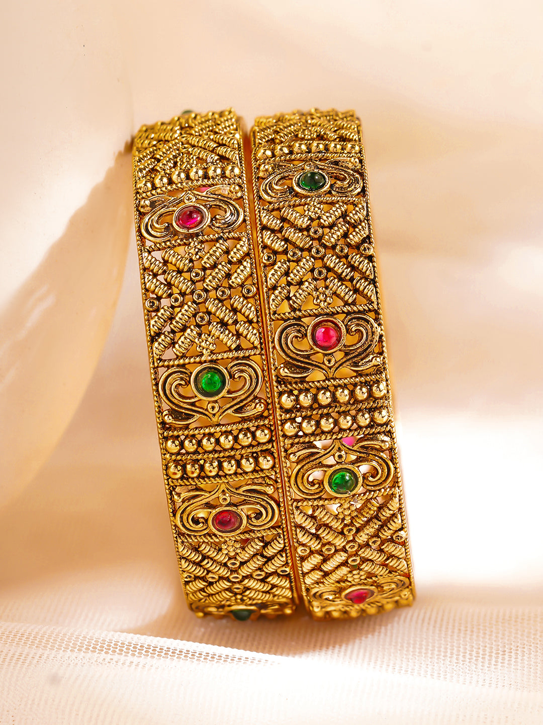【Rubans】 Festive Glow Classic Gold Bangles (Set of 2)｜フェスティブグロウ クラシック ゴールド バングル 2本セット｜2.4 - Small