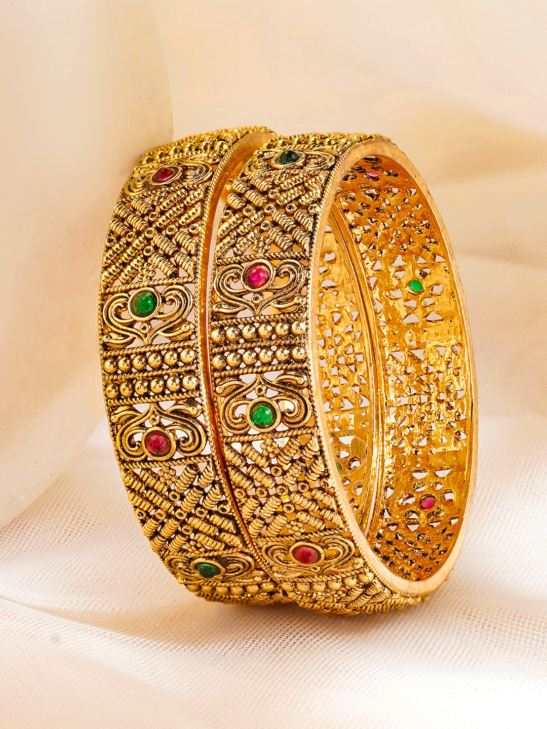 【Rubans】 Festive Glow Classic Gold Bangles (Set of 2)｜フェスティブグロウ クラシック ゴールド バングル 2本セット｜2.4 - Small