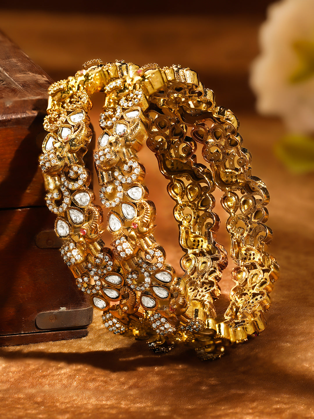 Royal Glow Gold Cubic Zirconia Bangles 2.4 - Small