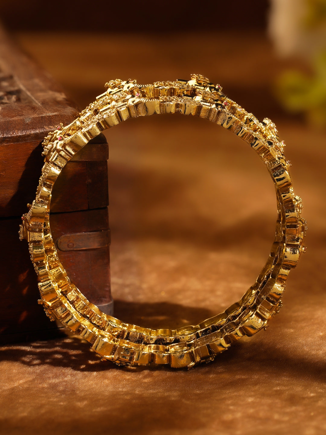 Royal Glow Gold Cubic Zirconia Bangles 2.6 - Medium
