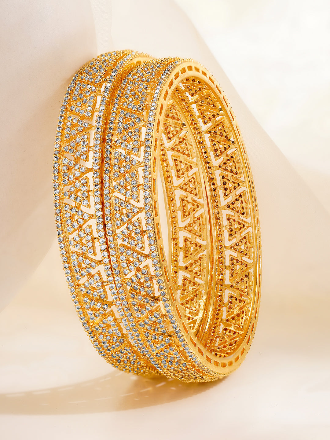 Golden Golw Classic Cubic Zirconia Bangles 2.10 - Extra Large