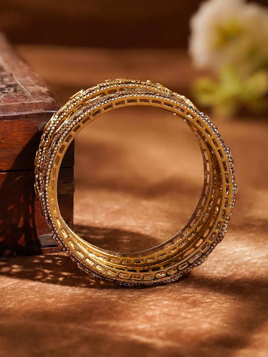 Royal Kundan Glow Gold Bangles Set 2.8 - Large