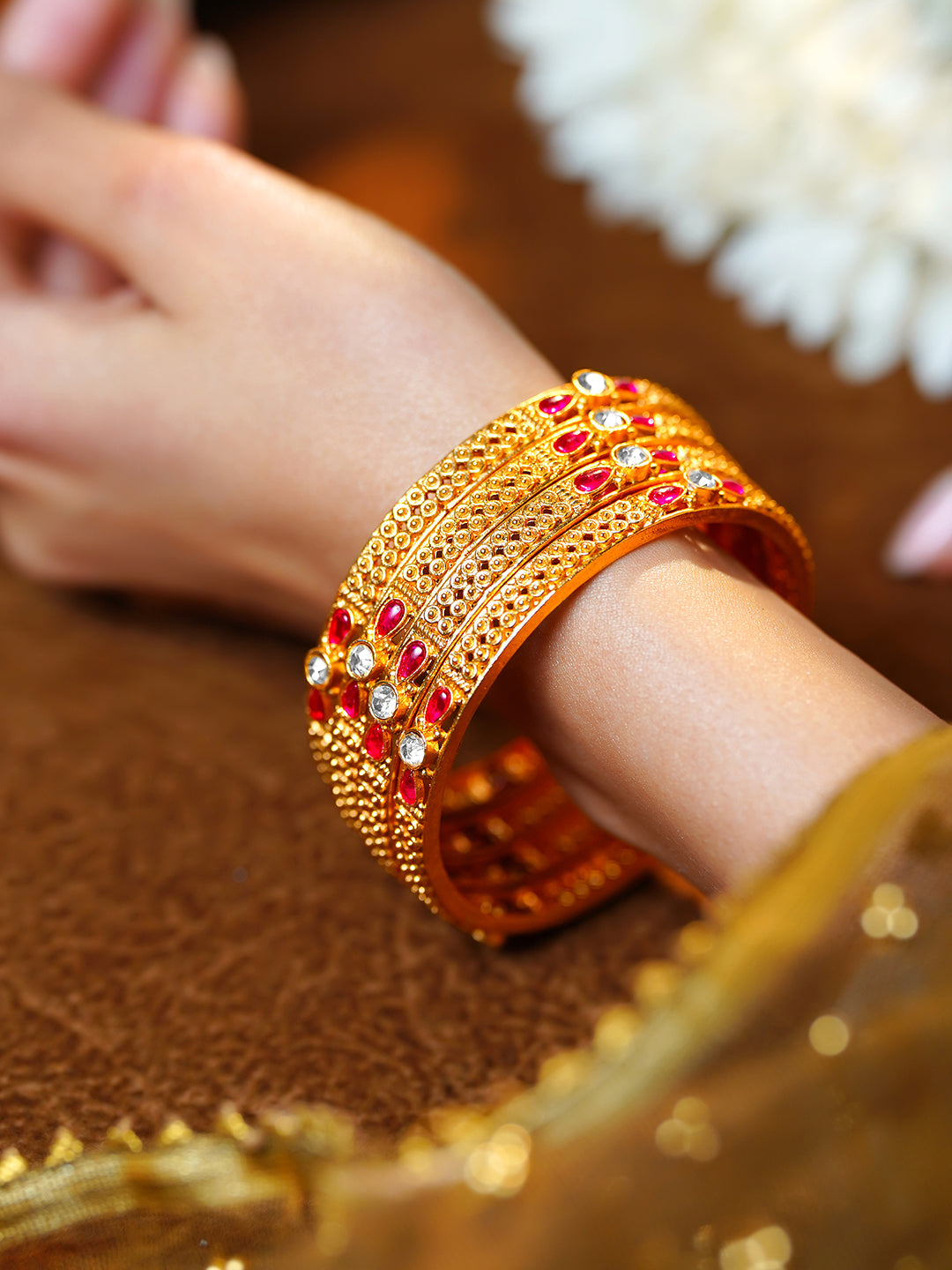 Heritage Gold Statement Bangles Set 2.6 - Medium