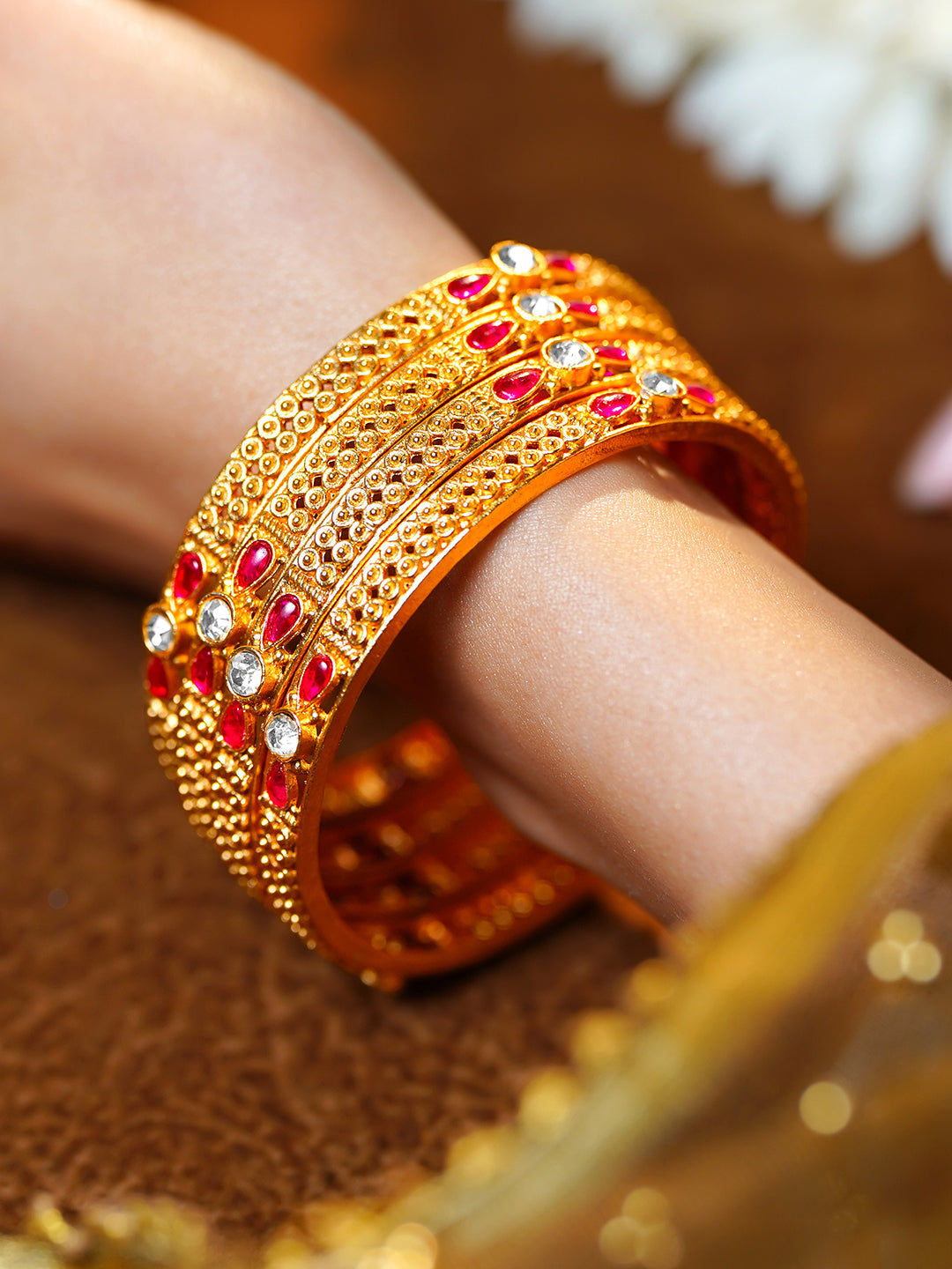 Heritage Gold Statement Bangles Set 2.6 - Medium