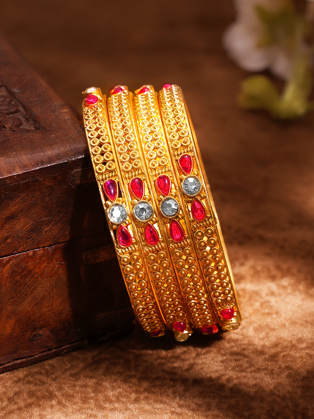 Heritage Gold Statement Bangles Set 2.6 - Medium